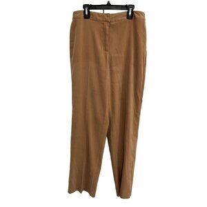 First Option Womens Camel Brown High Waisted Flat Front Trousers Pants Sz 8